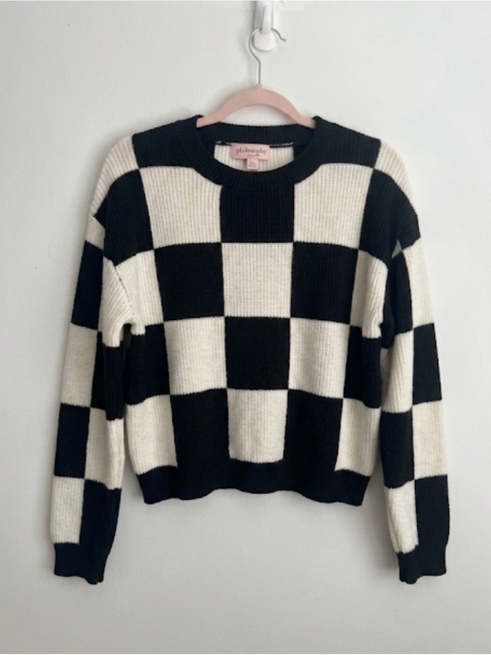 Philosophy Black & White Ribbed Crew Sweater